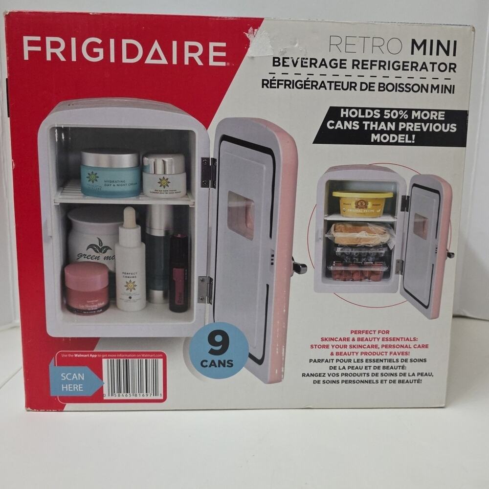 Frigidaire 5 Liter Mini Personal Fridge Refrigerator Pink Skincare 9 Can Snacks - Picture 2 of 8